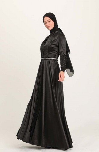 Black Hijab Evening Dress 4952-04