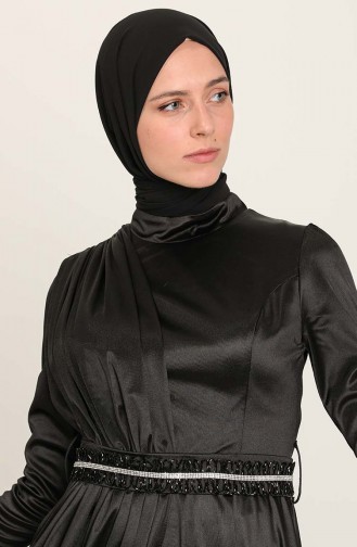 Schwarz Hijab-Abendkleider 4952-04