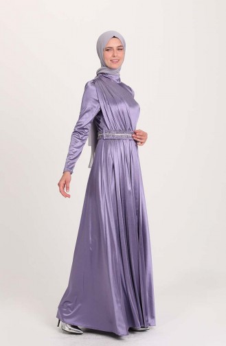 Violet Hijab Evening Dress 4952-06