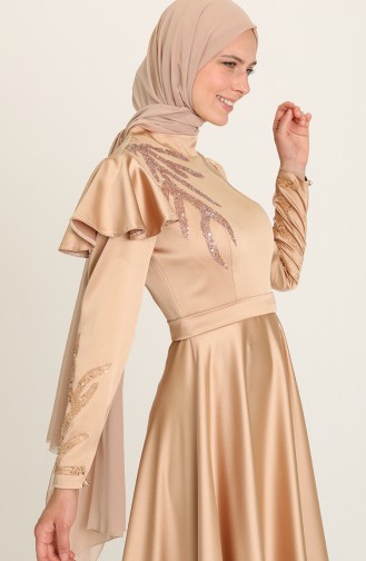 Gold Hijab Evening Dress 4953-01