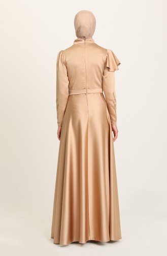 Gold Hijab Evening Dress 4953-01