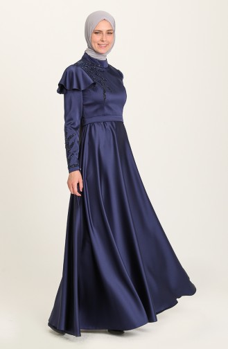 Dunkelblau Hijab-Abendkleider 4953-02