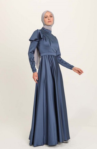 Indigo Hijab-Abendkleider 4953-03