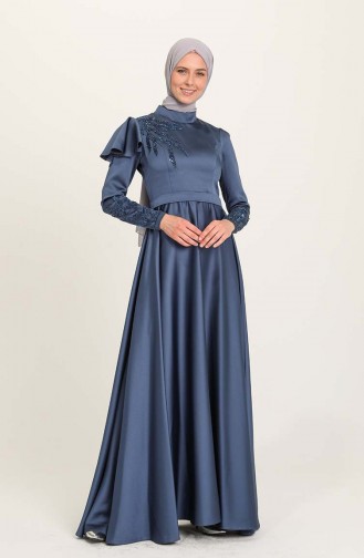 Indigo Hijab-Abendkleider 4953-03