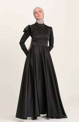 Black Hijab Evening Dress 4953-05