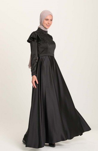 Black Hijab Evening Dress 4953-05