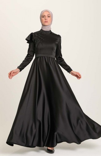 Black Hijab Evening Dress 4953-05