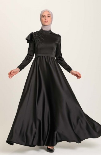 Schwarz Hijab-Abendkleider 4953-05