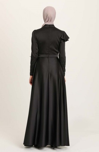 Black Hijab Evening Dress 4953-05