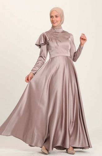 Mink Hijab Evening Dress 4953-06