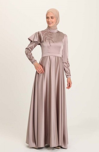 Mink Hijab Evening Dress 4953-06