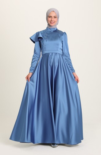 Blau Hijab-Abendkleider 4953-07