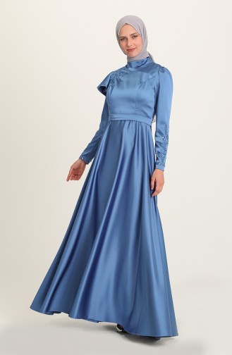 Blau Hijab-Abendkleider 4953-07