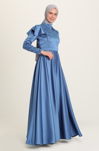 Blau Hijab-Abendkleider 4953-07