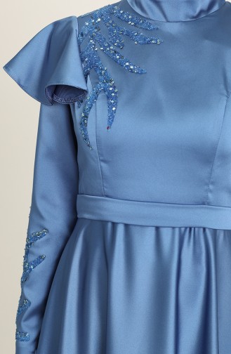 Blue Hijab Evening Dress 4953-07