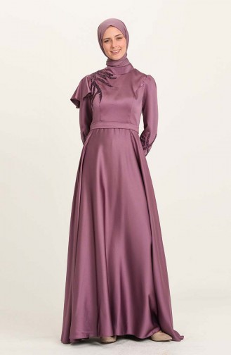 Violet Hijab Evening Dress 4953-10