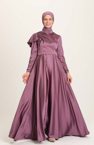 Violet Hijab Evening Dress 4953-10