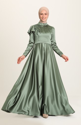 Green Almond Hijab Evening Dress 4953-11