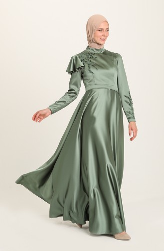 Unreife Mandelgrün Hijab-Abendkleider 4953-11
