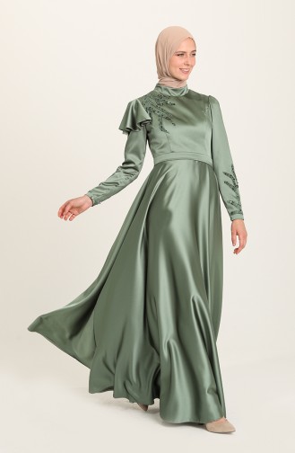 Green Almond Hijab Evening Dress 4953-11