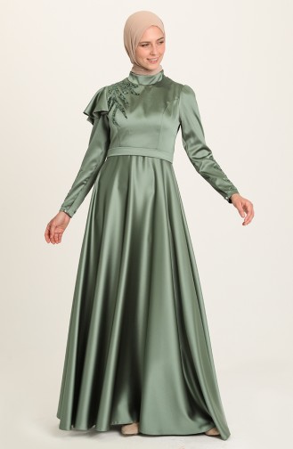 Green Almond Hijab Evening Dress 4953-11