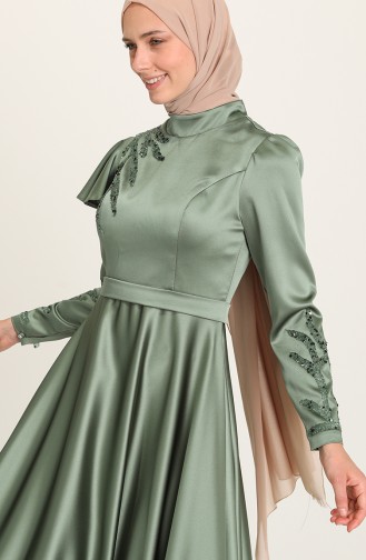 Green Almond Hijab Evening Dress 4953-11