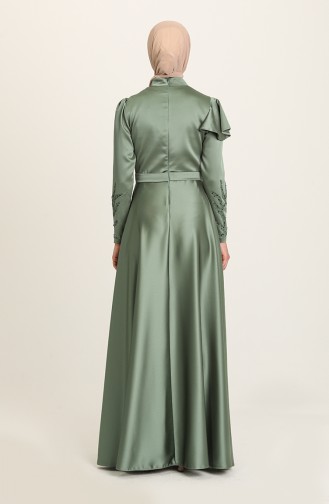 Green Almond Hijab Evening Dress 4953-11