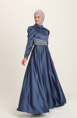 Indigo Hijab Evening Dress 4954-01