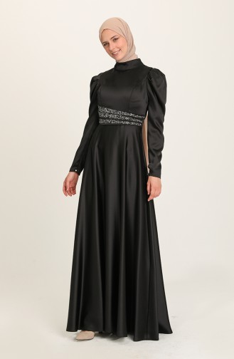 Black Hijab Evening Dress 4954-03