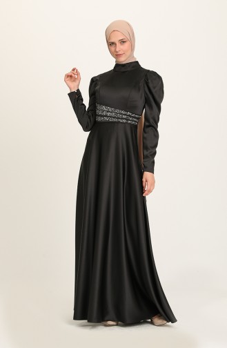 Black Hijab Evening Dress 4954-03