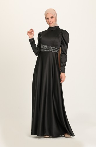 Schwarz Hijab-Abendkleider 4954-03