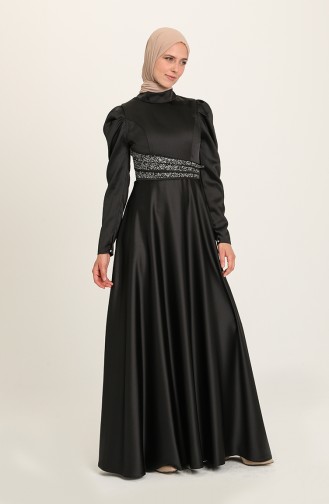 Schwarz Hijab-Abendkleider 4954-03