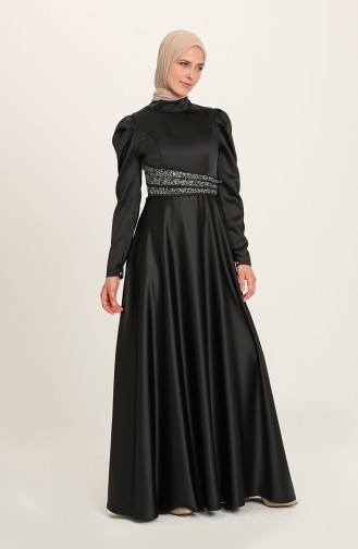 Black Hijab Evening Dress 4954-03