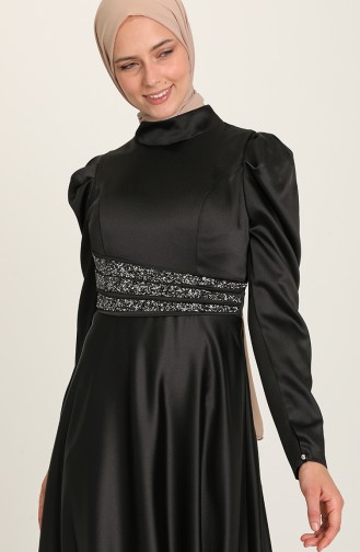 Black Hijab Evening Dress 4954-03