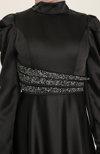 Black Hijab Evening Dress 4954-03