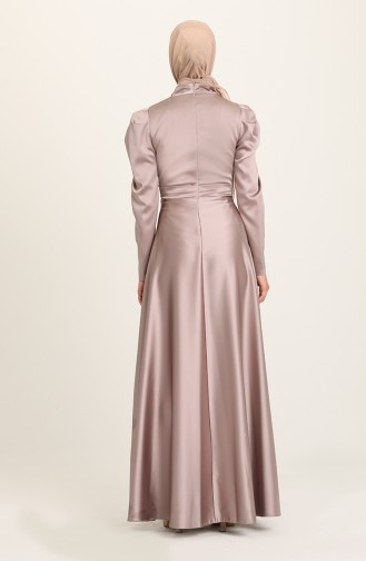 Mink Hijab Evening Dress 4954-04