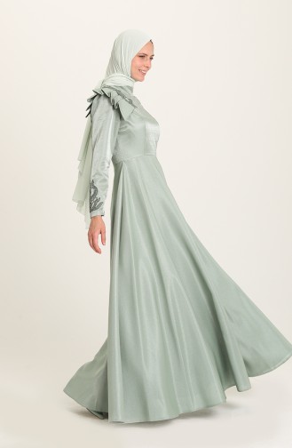 Unreife Mandelgrün Hijab-Abendkleider 4955-01