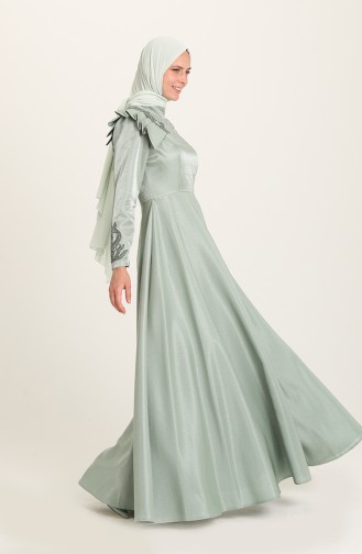 Green Almond Hijab Evening Dress 4955-01