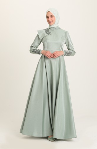 Green Almond Hijab Evening Dress 4955-01