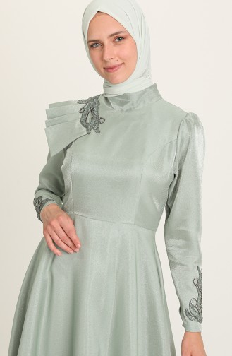 Unreife Mandelgrün Hijab-Abendkleider 4955-01