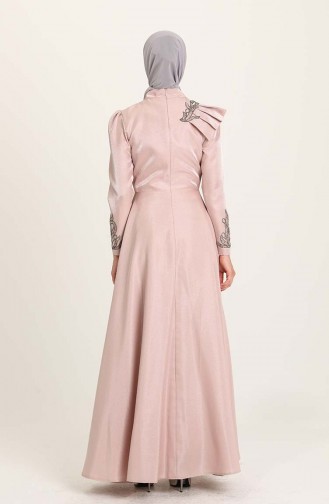 Powder Hijab Evening Dress 4955-05