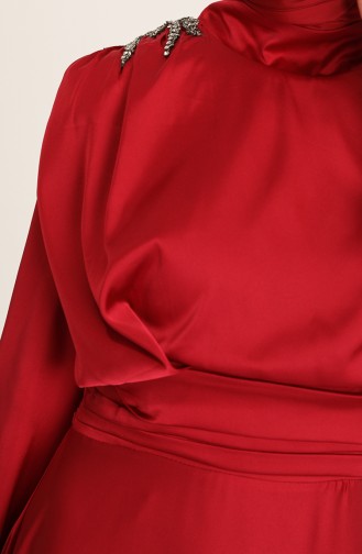Claret Red Hijab Evening Dress 4956-01