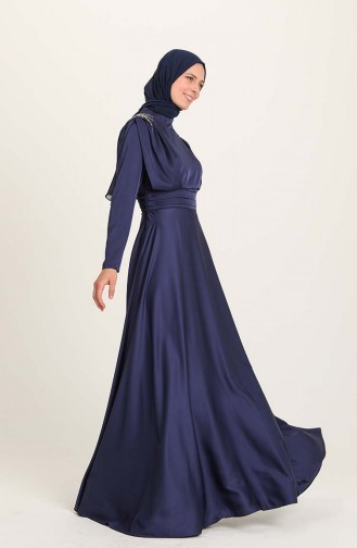 Dunkelblau Hijab-Abendkleider 4956-03