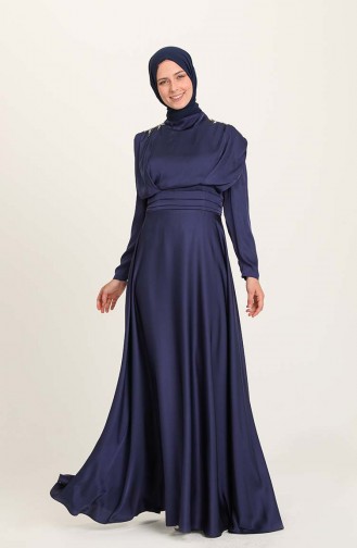 Dunkelblau Hijab-Abendkleider 4956-03