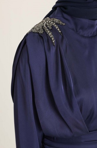 Dunkelblau Hijab-Abendkleider 4956-03