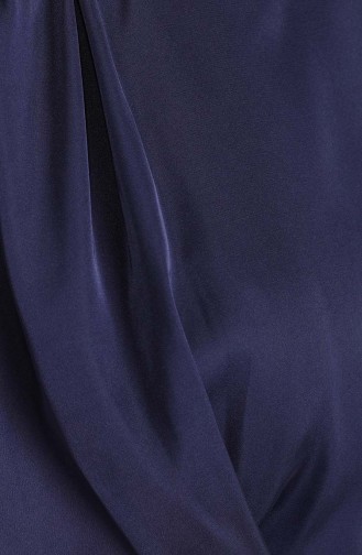 Navy Blue Hijab Evening Dress 4956-03