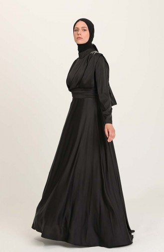 Schwarz Hijab-Abendkleider 4956-04