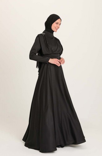Black Hijab Evening Dress 4956-04
