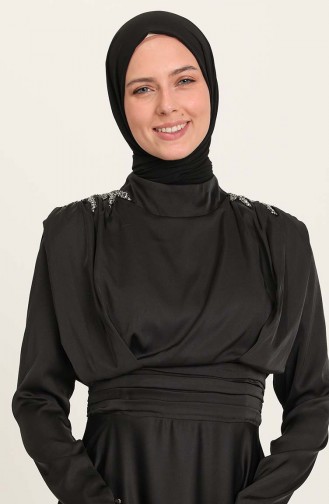 فساتين سهرة بتصميم اسلامي أسود 4956-04