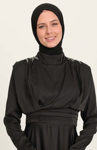 Schwarz Hijab-Abendkleider 4956-04